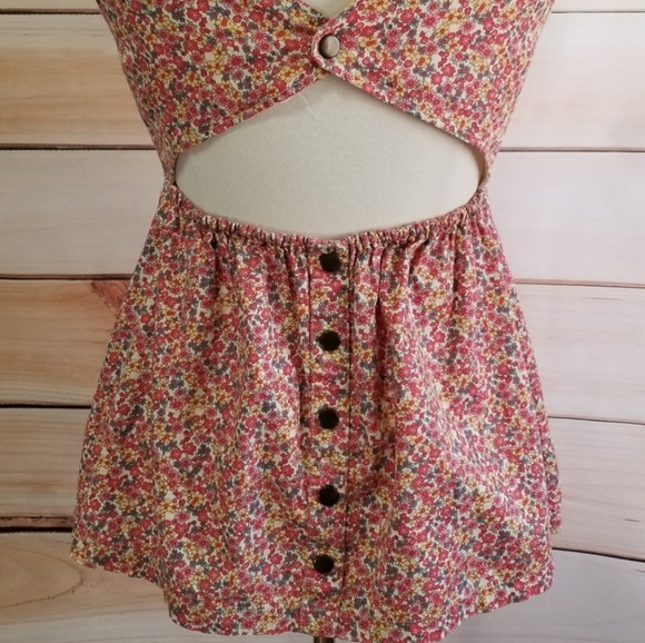 Tulle floral Open Back Cotton Top size small - Picture 4 of 8